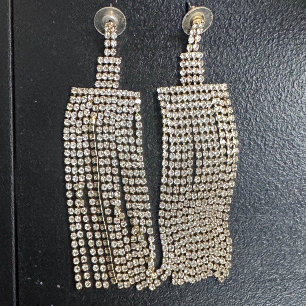 Nadri Silver Crystal Fringe Earrings